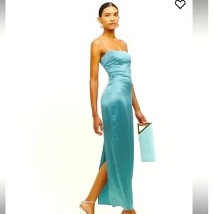 Reformation Frankie Silk Dress - blue / turquoise- Size 4